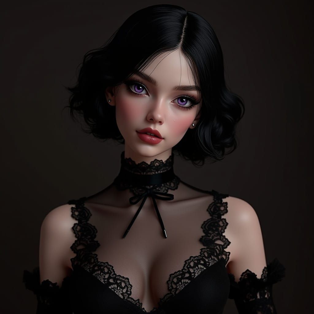 Elegant Vampire Portrait in Art Nouveau Style