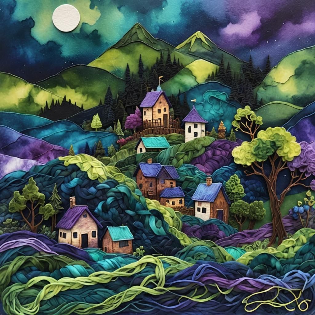 Yarn Landscape Card with Woven Mage