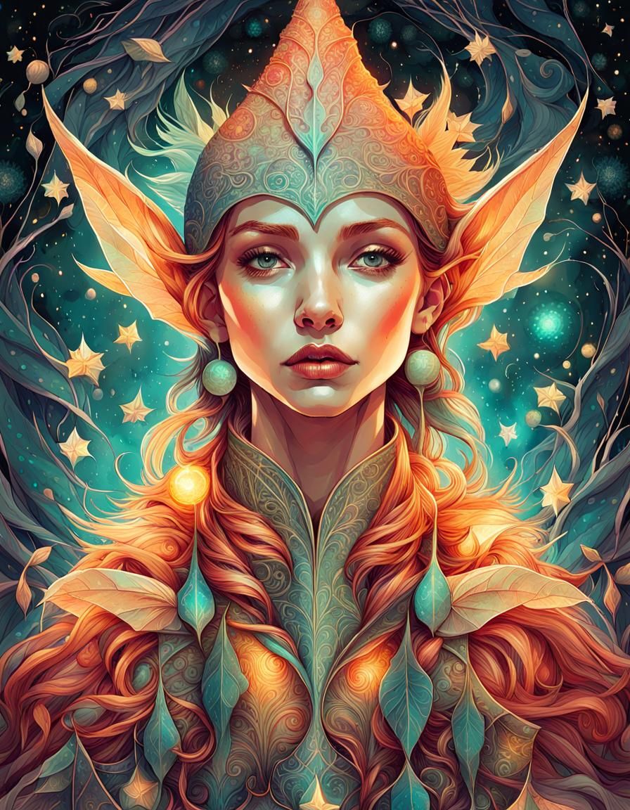 Luminous Astral Christmas Elf Portrait