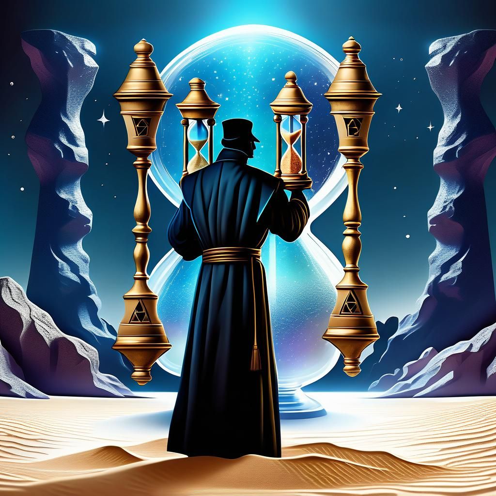 Pharaoh and Hourglass in Maximalist Digital Art