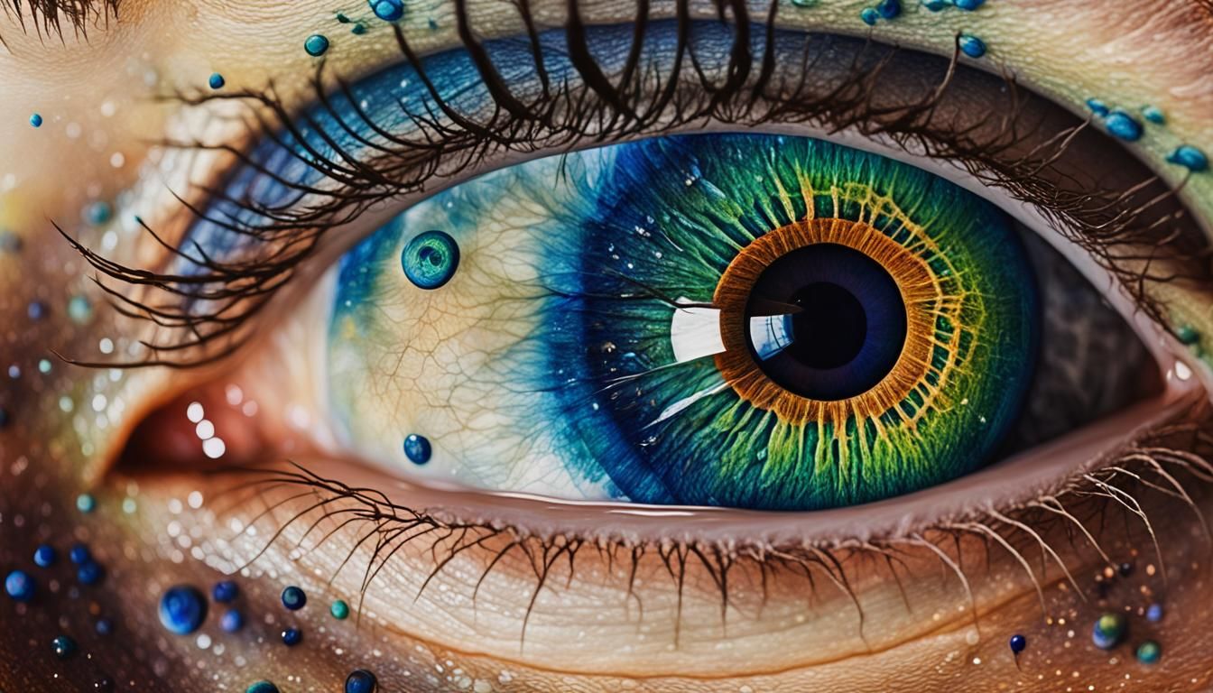 Central Heterochromatic Eye: Melting Oil on Canvas