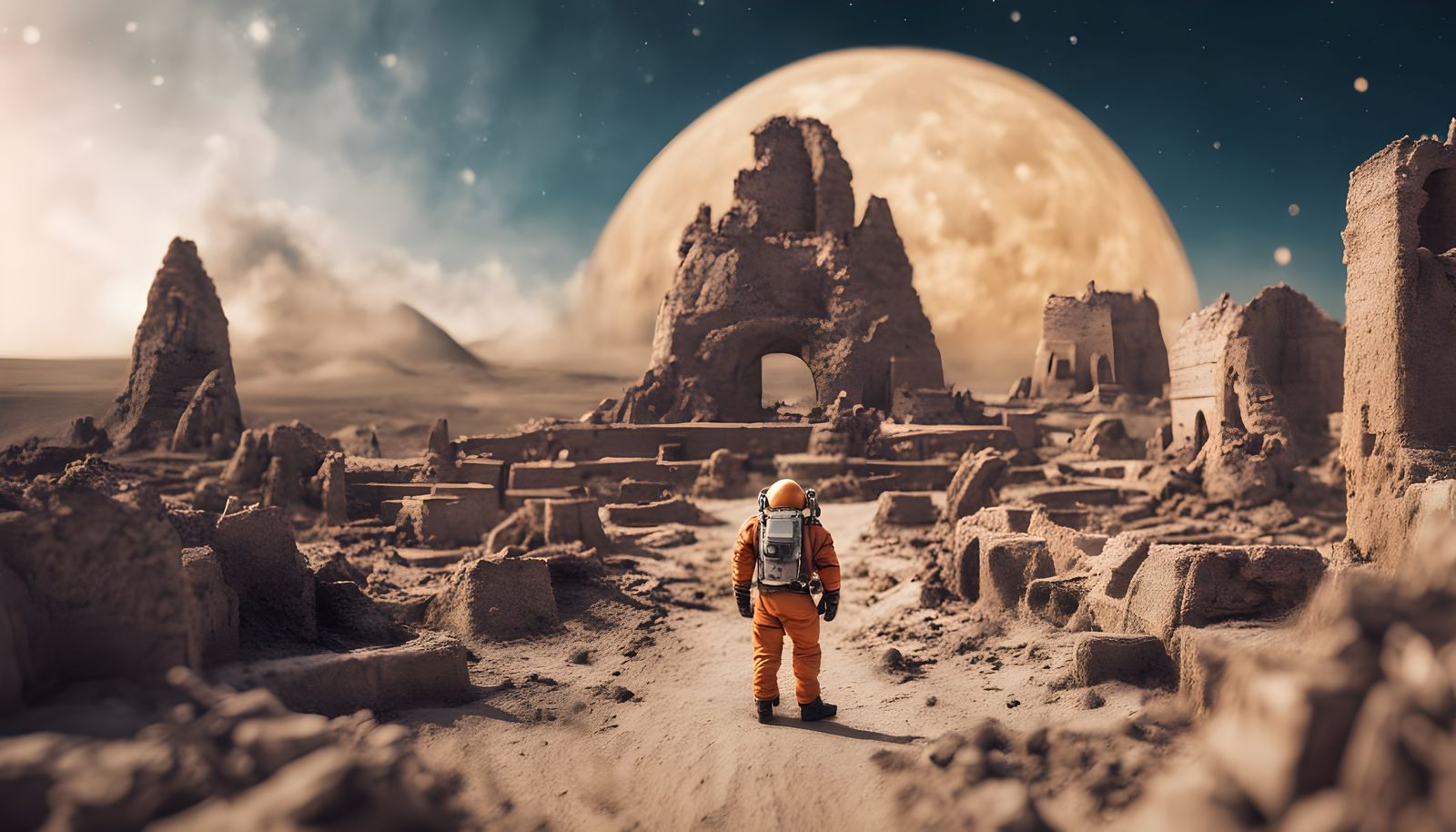 Surreal Lunar Odyssey in Vibrant Hyperrealism