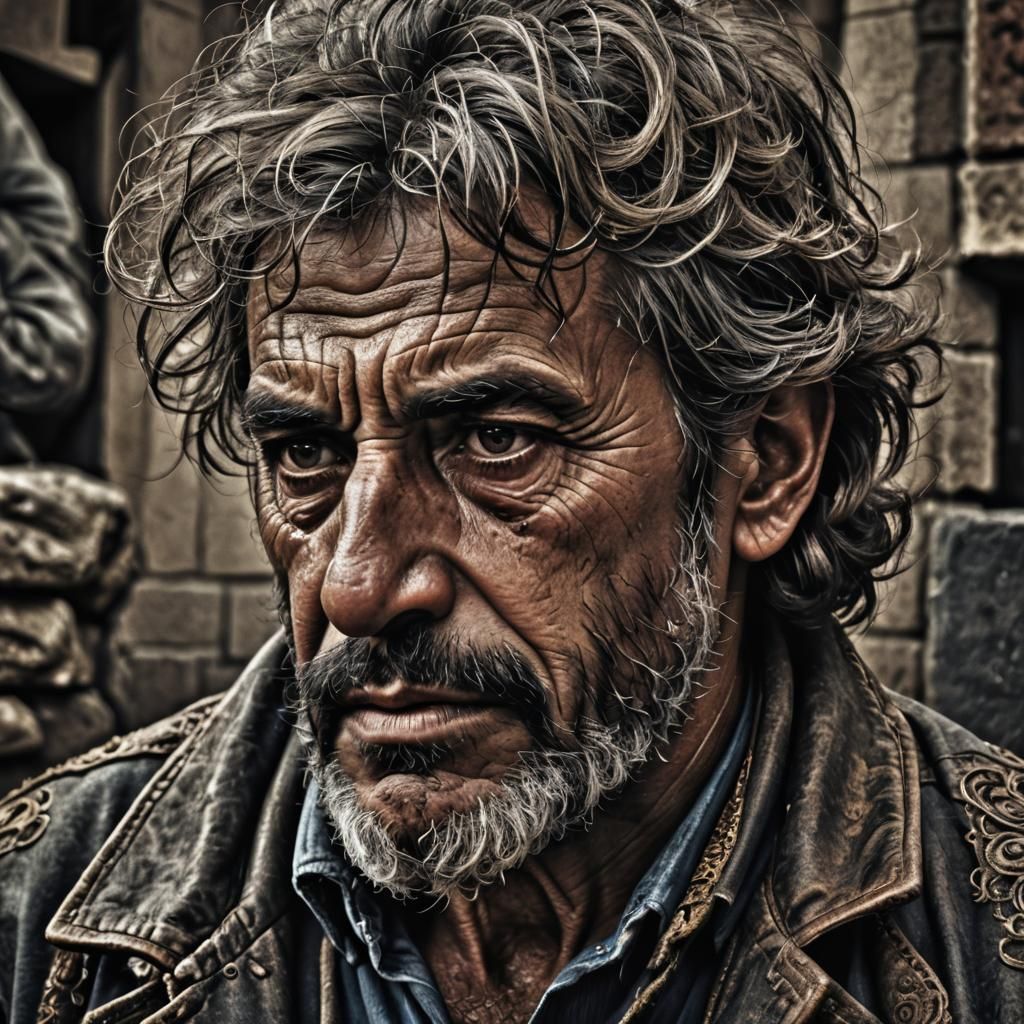 Thoughtful Man in Hyperrealistic Style