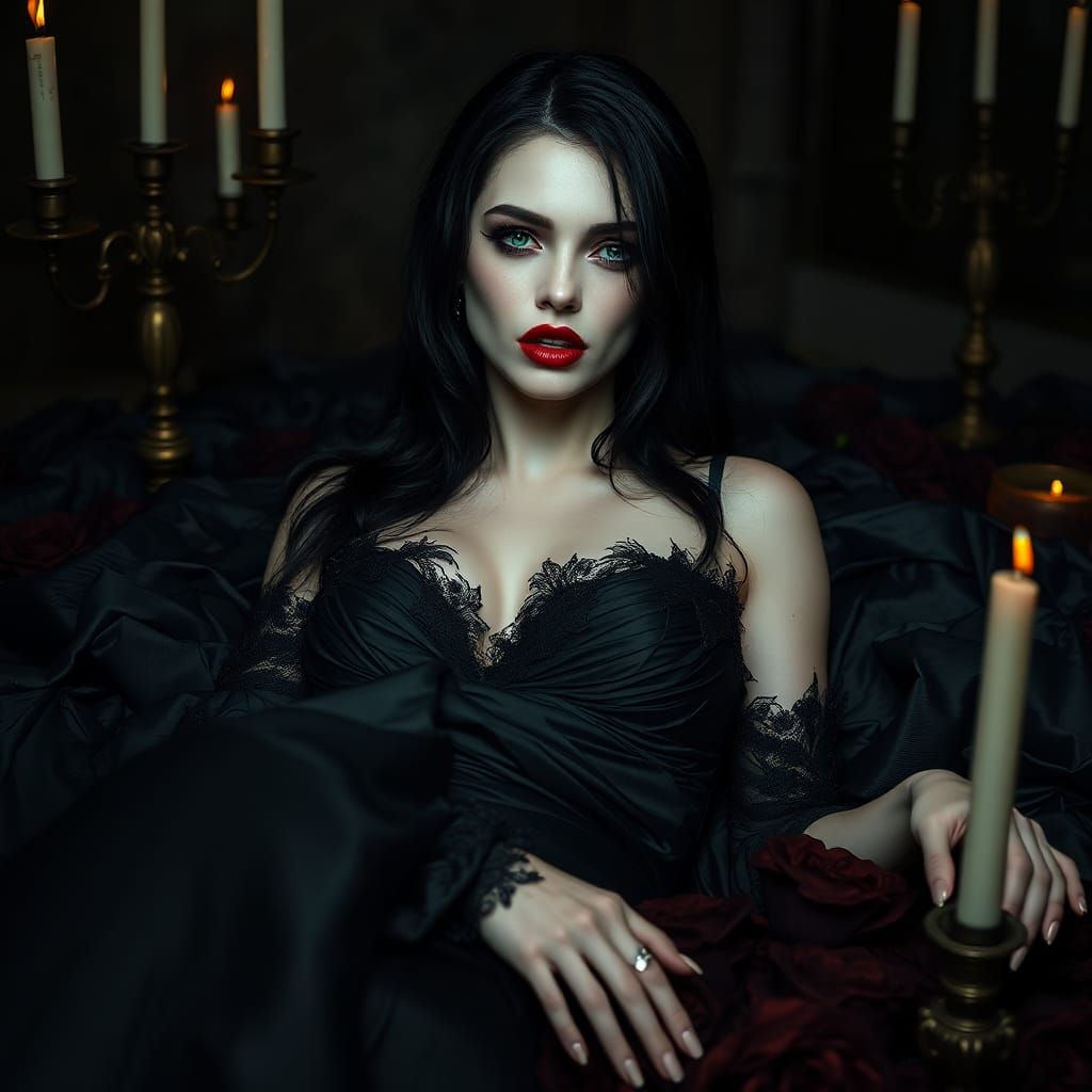 Vampiress in Biomechanical Surrealism Style