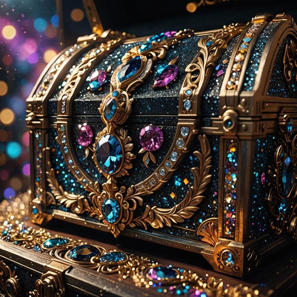 Sparkling Epic Treasure Chest Radiating Light