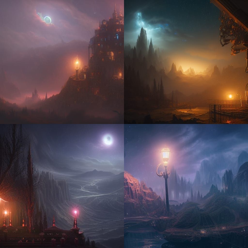 Fantastical Night Sky Lights in Detailed Matte Painting