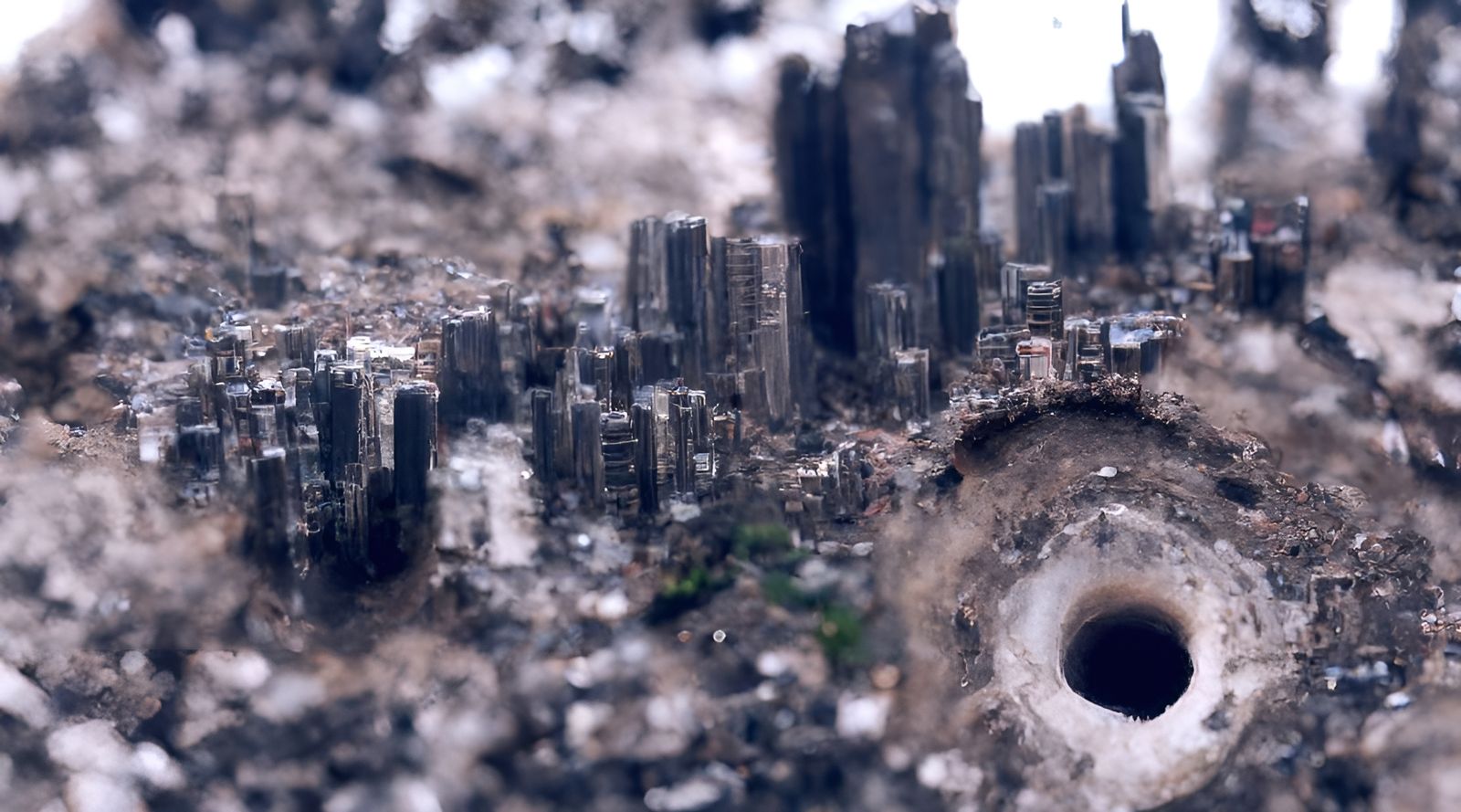 Apocalyptic Megacity Sky View in Film Style