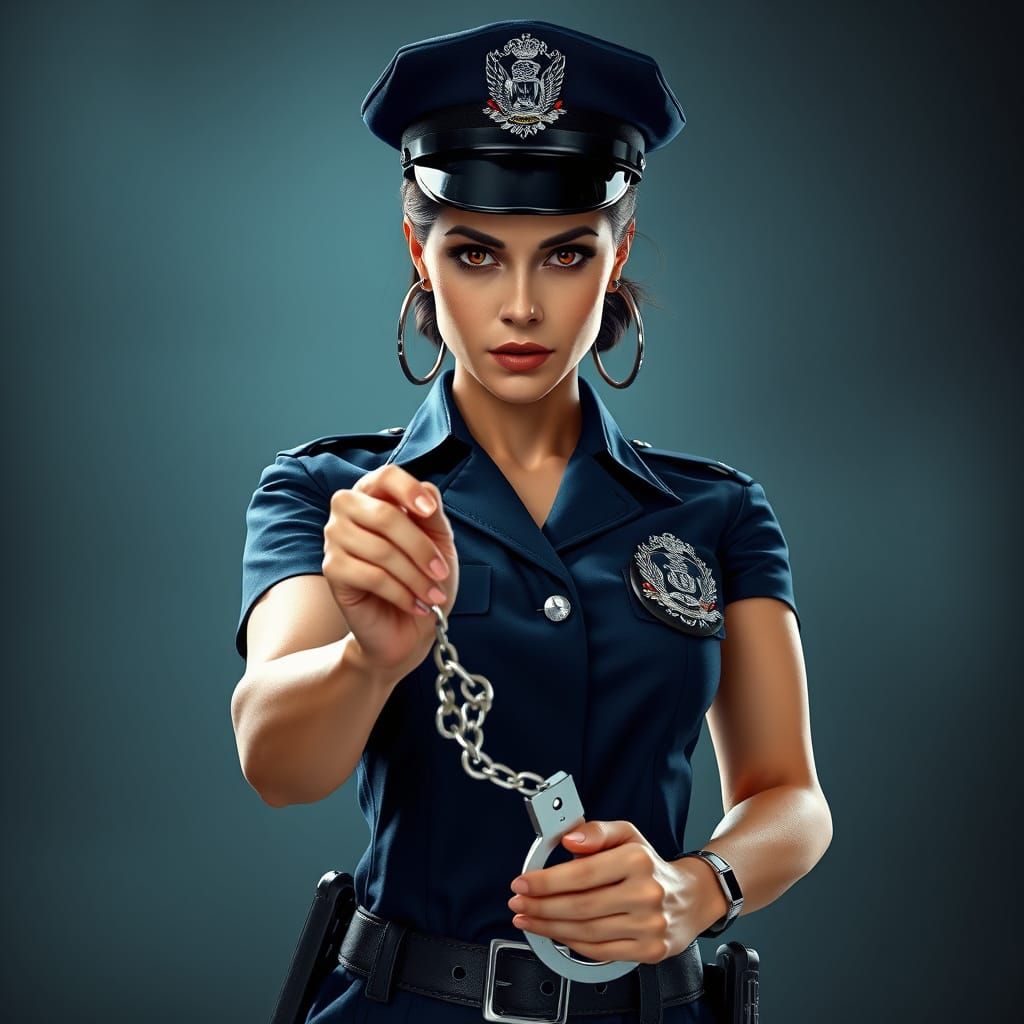 Hyper-Realistic Police Officer in Navy Blue Uniform