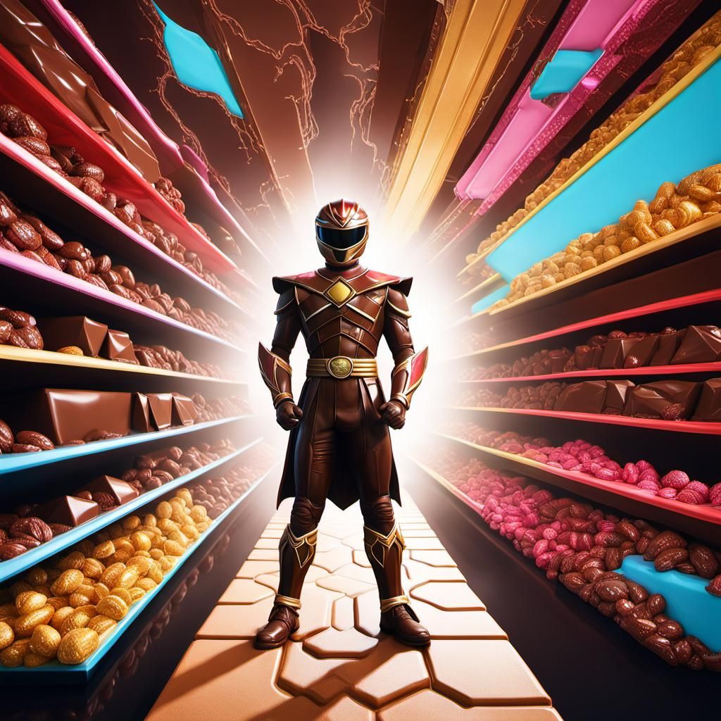 Chocolate Power Ranger in Candy Art Style