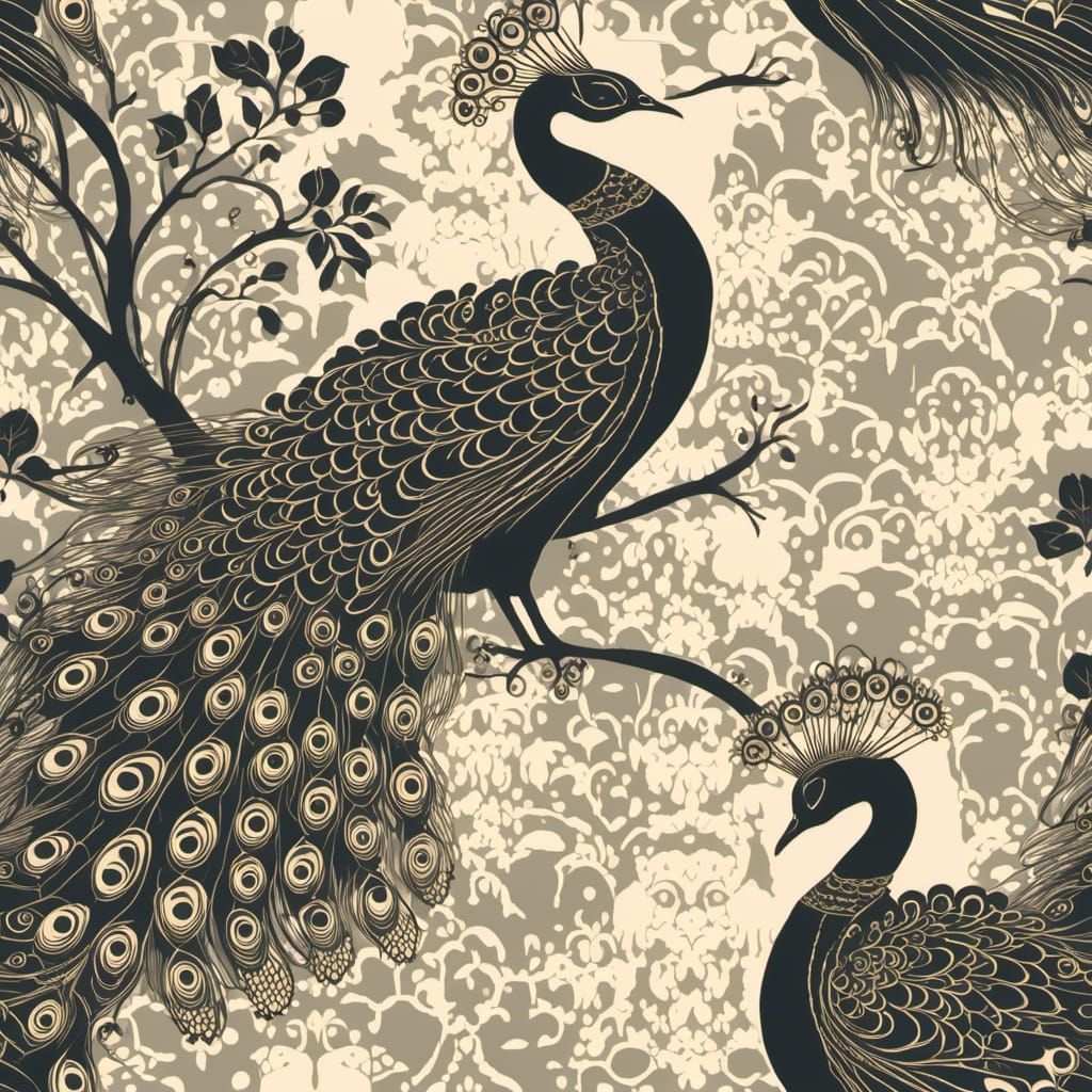 Lace Peacock Silhouette: Intricate AI Art