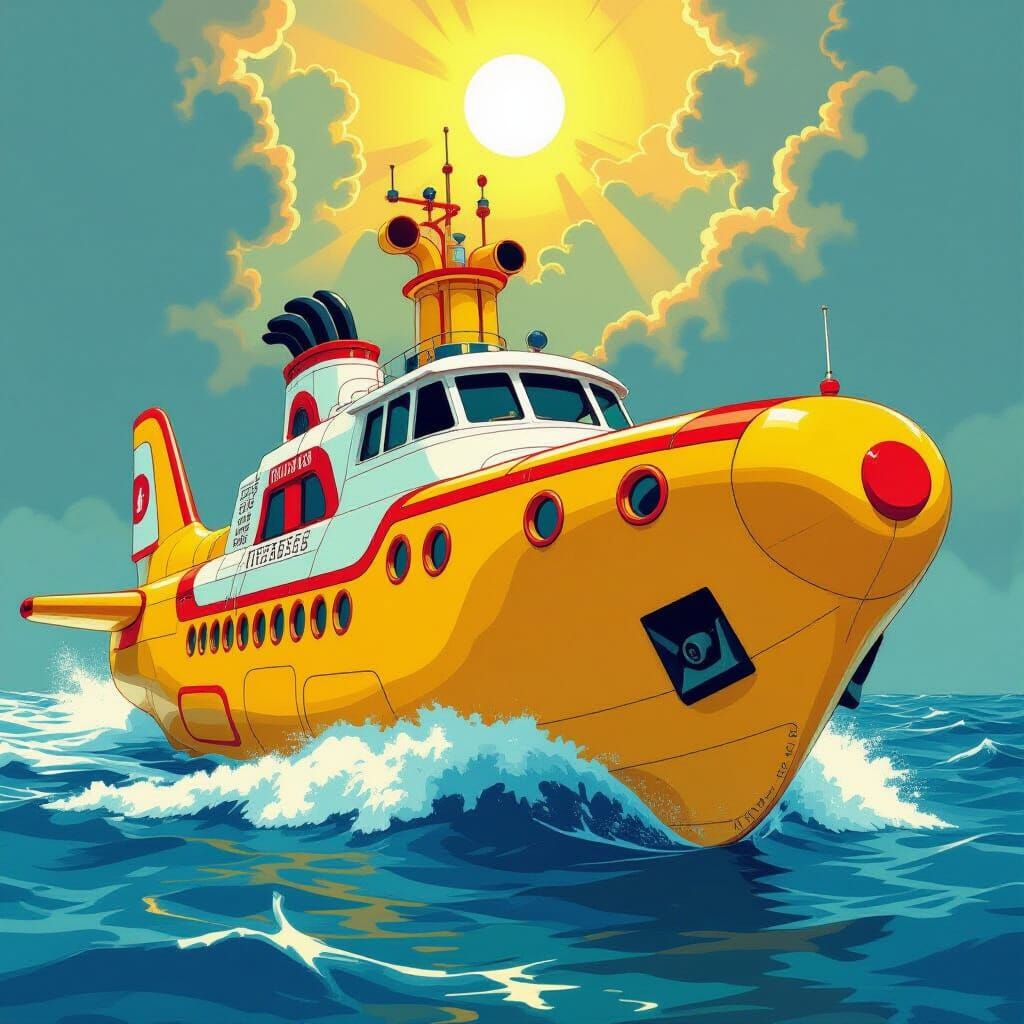 Beatles in Yellow Submarine Portrait, Concept Art Style