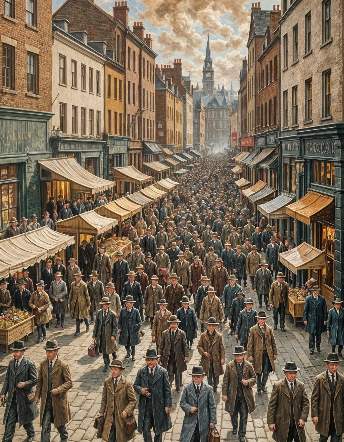Lowry-Inspired Oil Painting of Whit Week Procession