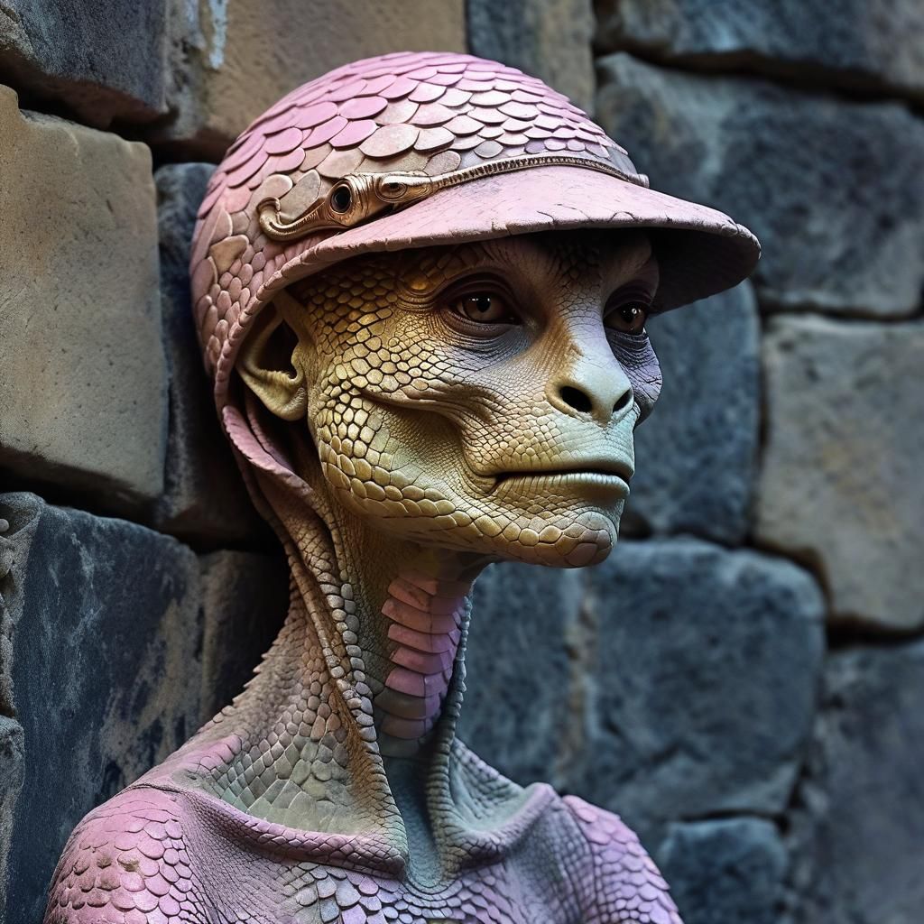 Lizard Woman Portrait in Surreal Airbrush Art Style