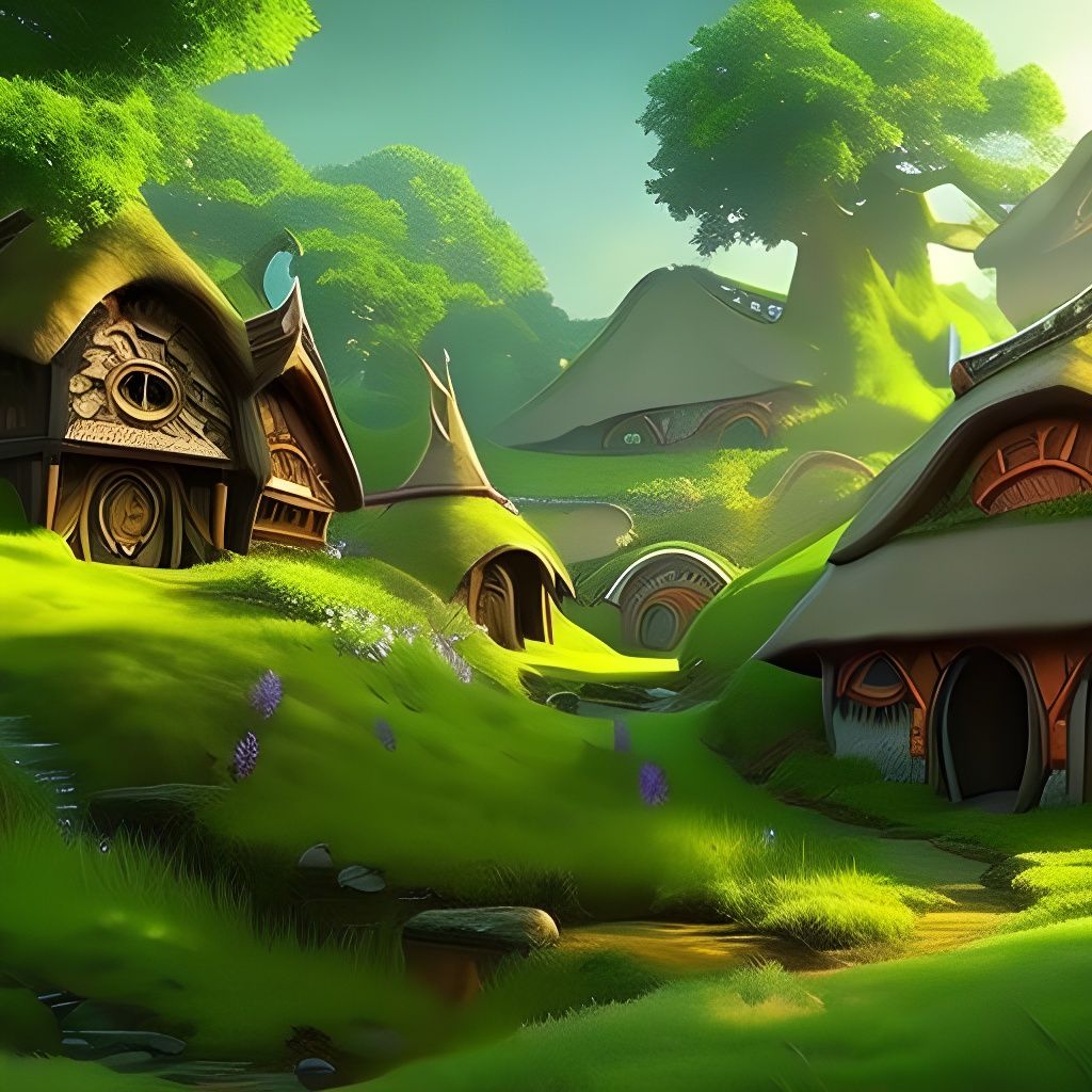 Charming Hobbit Village in Green Countryside