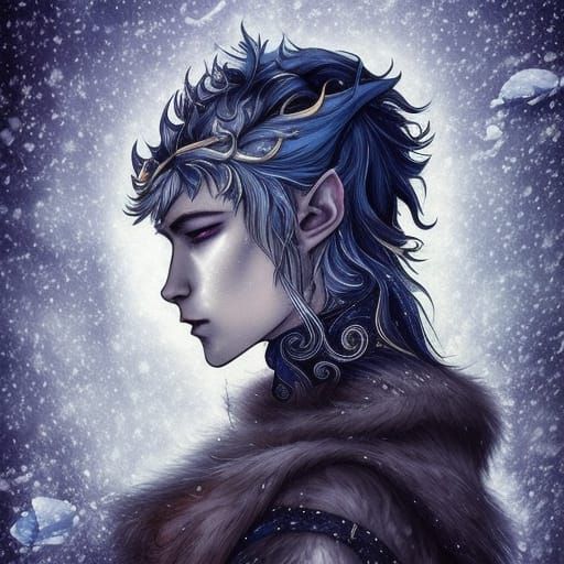 Ethereal Ice Elf Portrait in Winter Wonderland
