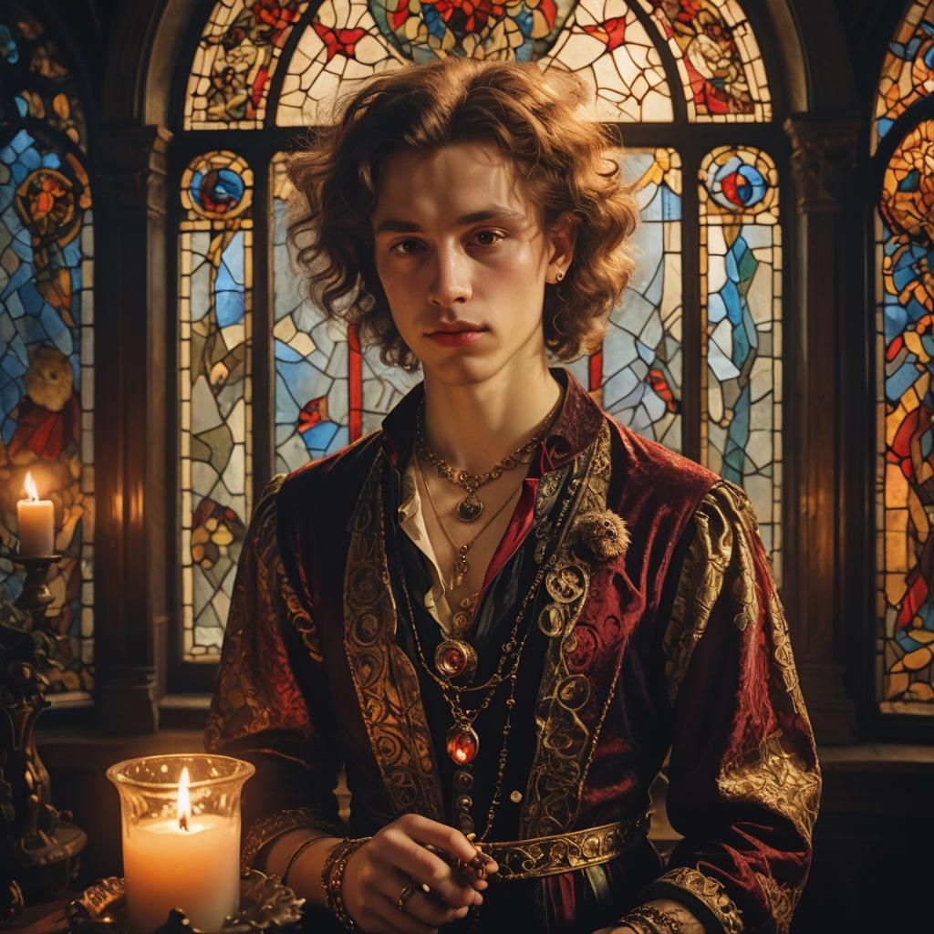 Vampire Portrait in Art Nouveau Style