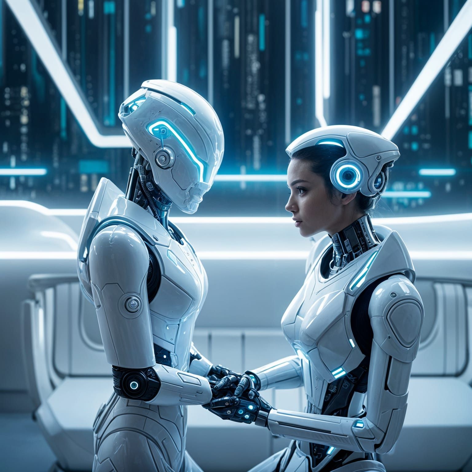 Robots in Electric Dreams: A Futuristic Sci-Fi Scene