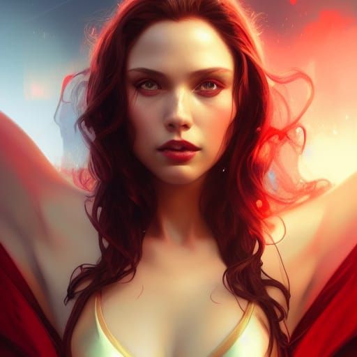 Scarlet Witch Portrait in Art Nouveau Style
