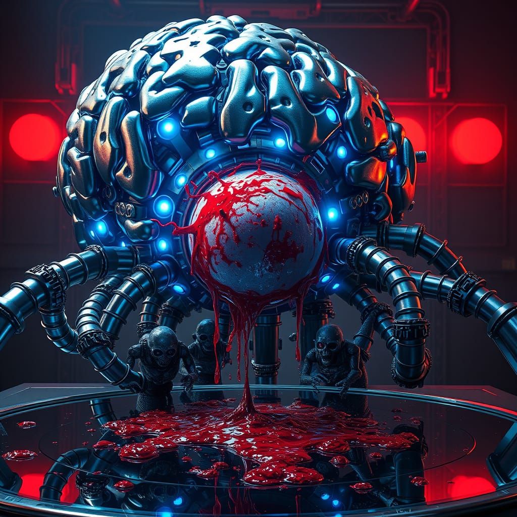 Surreal Robot Brain Pops Zit with Zombie Outburst