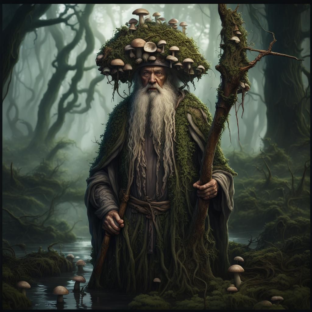 Swamp Druid in Detailed Matte Painting Style