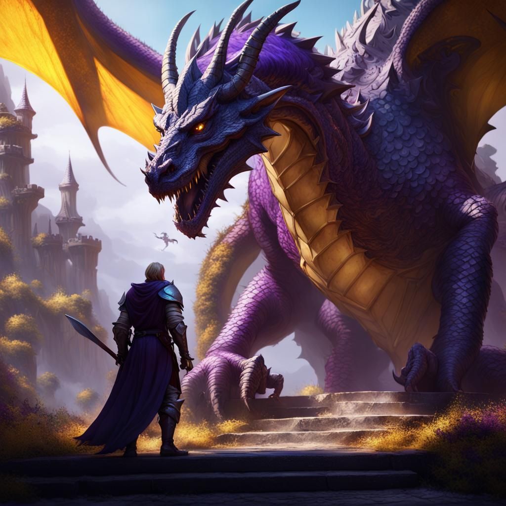 Epic Knight and Dragon Encounter in Dark Fantasy Style