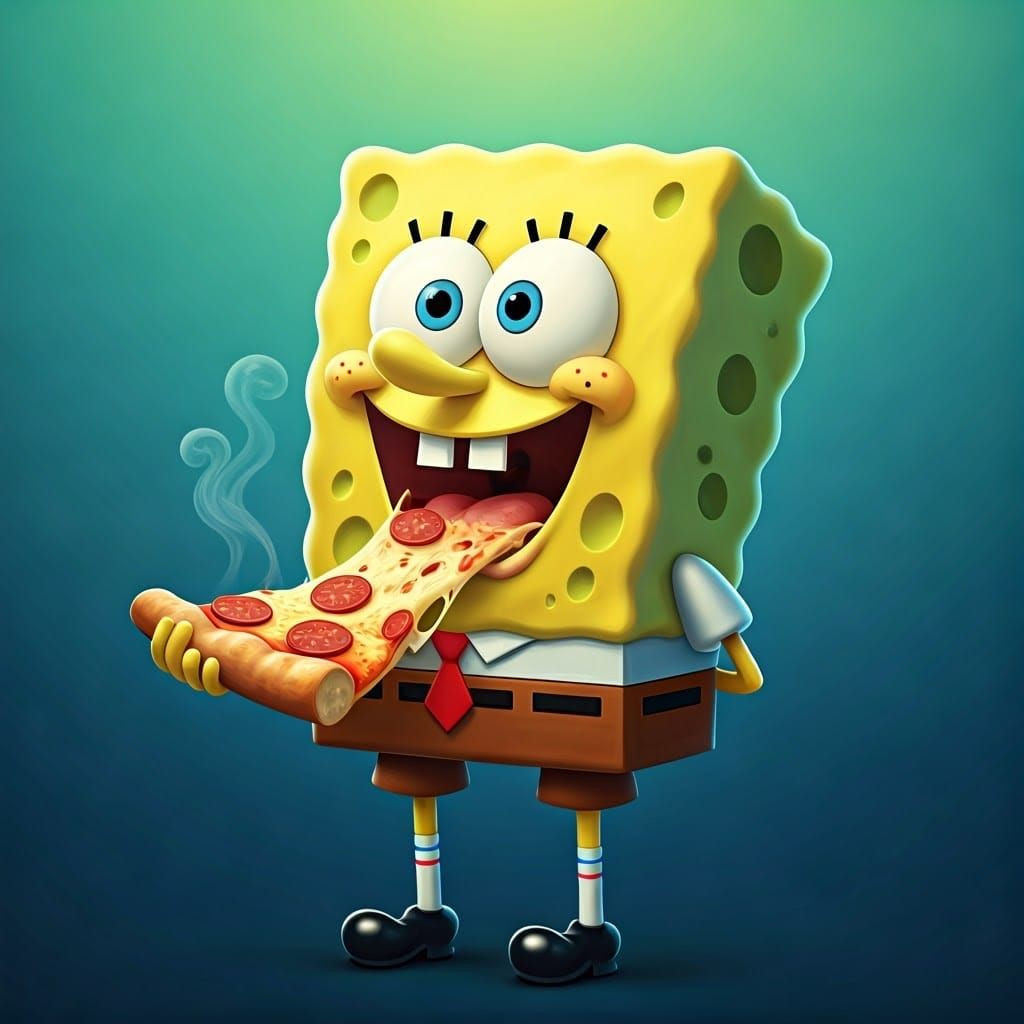 SpongeBob SquarePants Pizza Feast: 3D Digital Art