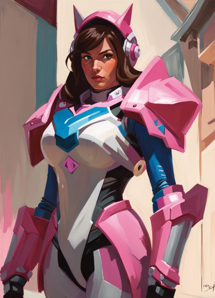 D.Va as Power Ranger in Organic Portrait Painting