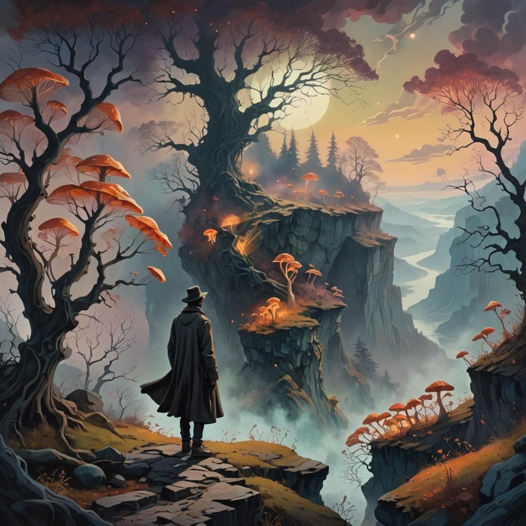 Surreal fantasy illustration, weird, strange, surreal style, by greg rutkowski