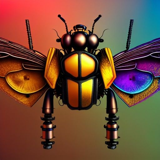 Steampunk Bumblebee with Rainbow Highlights in Unreal Engine