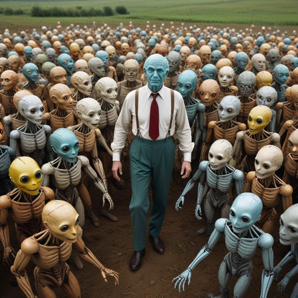 Bizarre Aliens Land in Farmer's Field in 1950s Style