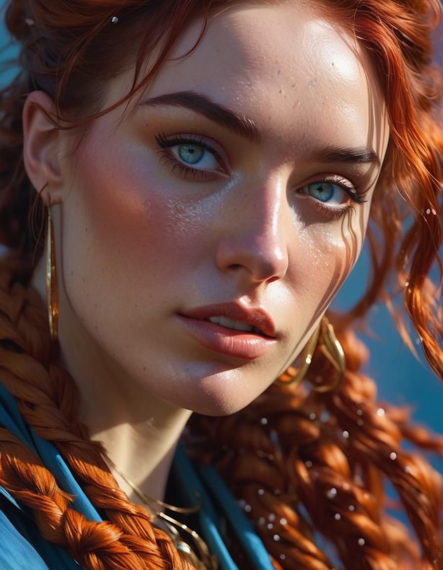 Beautiful Freckled Woman Portrait in Hyperrealistic Digital ...