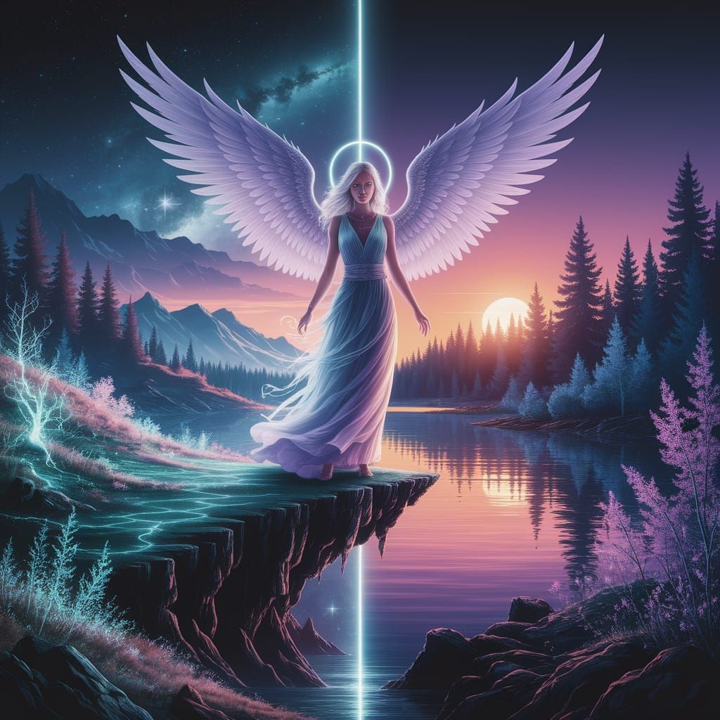 Ethereal Angel Between Two Worlds