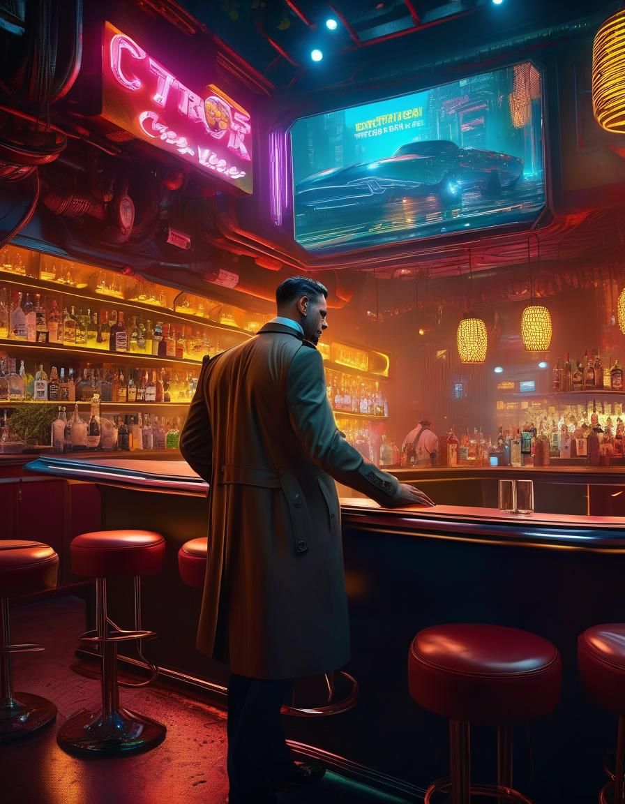 Cyborg Detective in Cyberpunk 2099 Bar