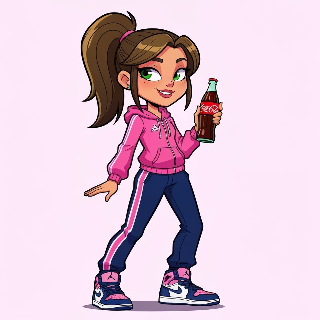 Cartoon Girl Brianna Miller with Coca-Cola