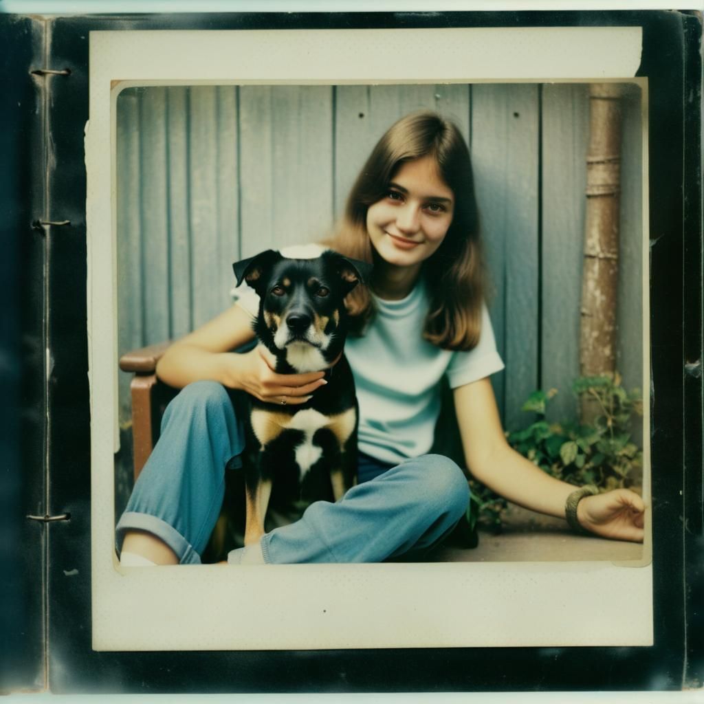 Nostalgic 1980s Polaroid Photo Album Scene
