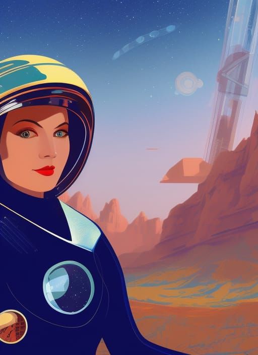 Futuristic Woman in Spacesuit: Russian Propaganda Art