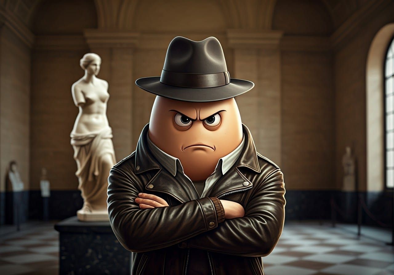 Angry Egg Scowls at Venus de Milo in Museum