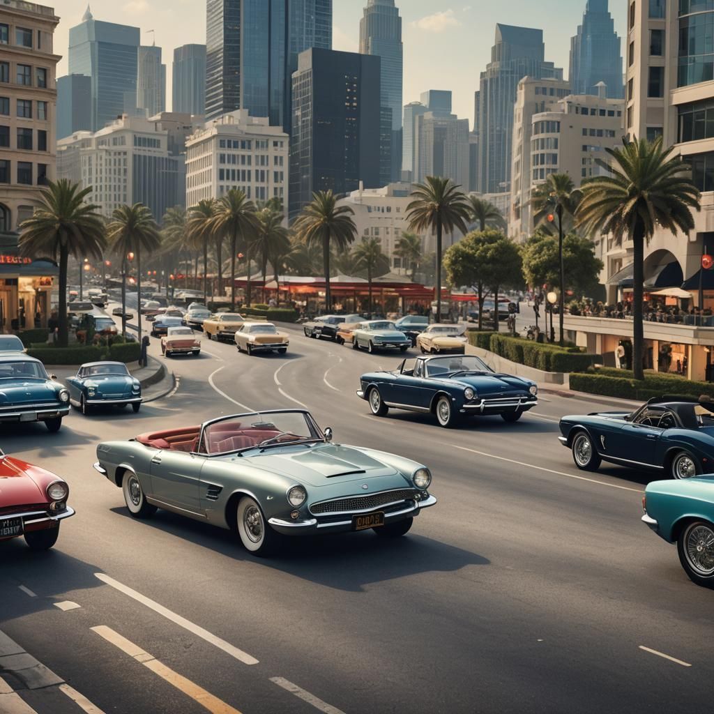 Classic Cars Reimagined with Modern Luxury, Digital Art