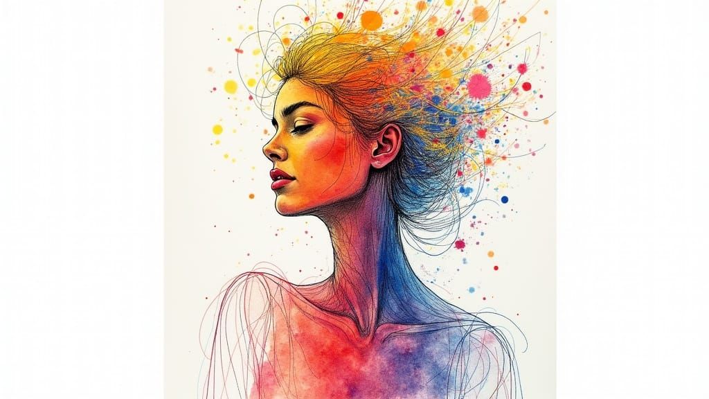 Energetic Figure Portrait with Dynamic Colour Pencil Strokes