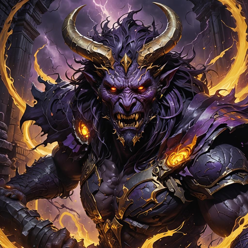 Demon in Shattered Realm: Dark Fantasy Art