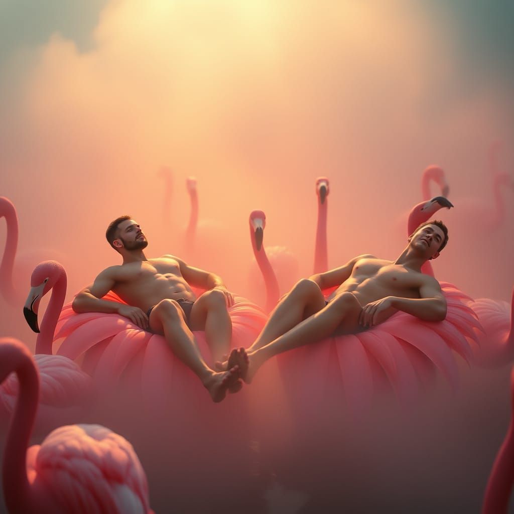 Pink Paradise: Muscled Sirens in Dreamy Pastel Light