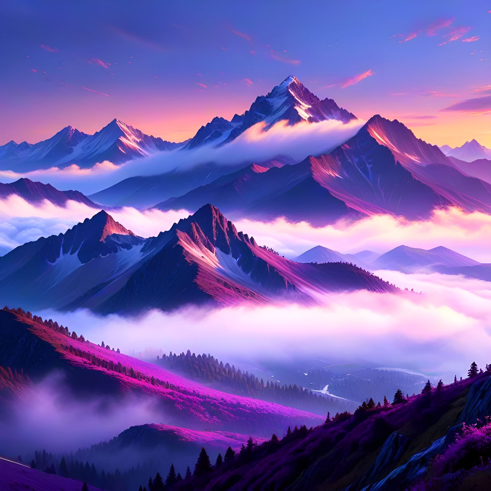 Lavender Peaks in Perfect Horizon Light
