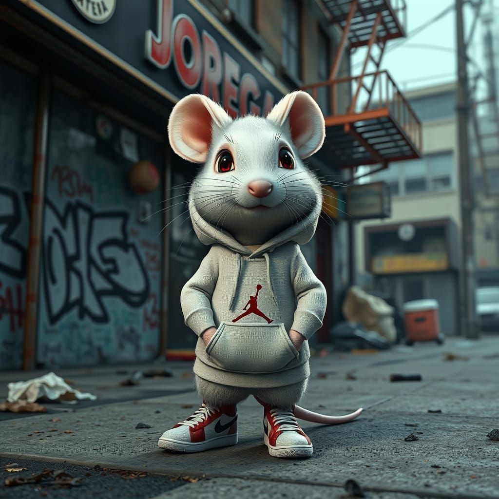 Whimsical Urban Mouse in a Gritty City