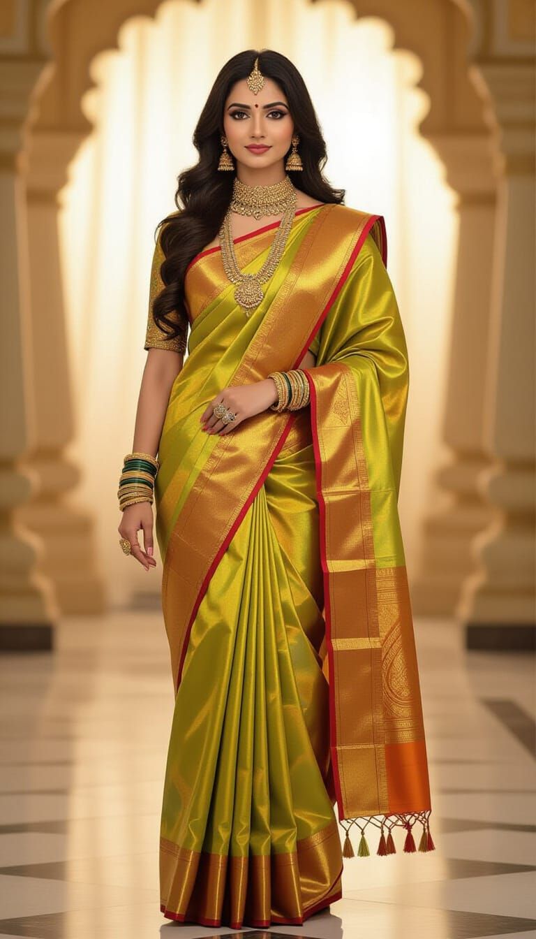 Indian Woman in Banarasee Saree: Cinematic Portrait