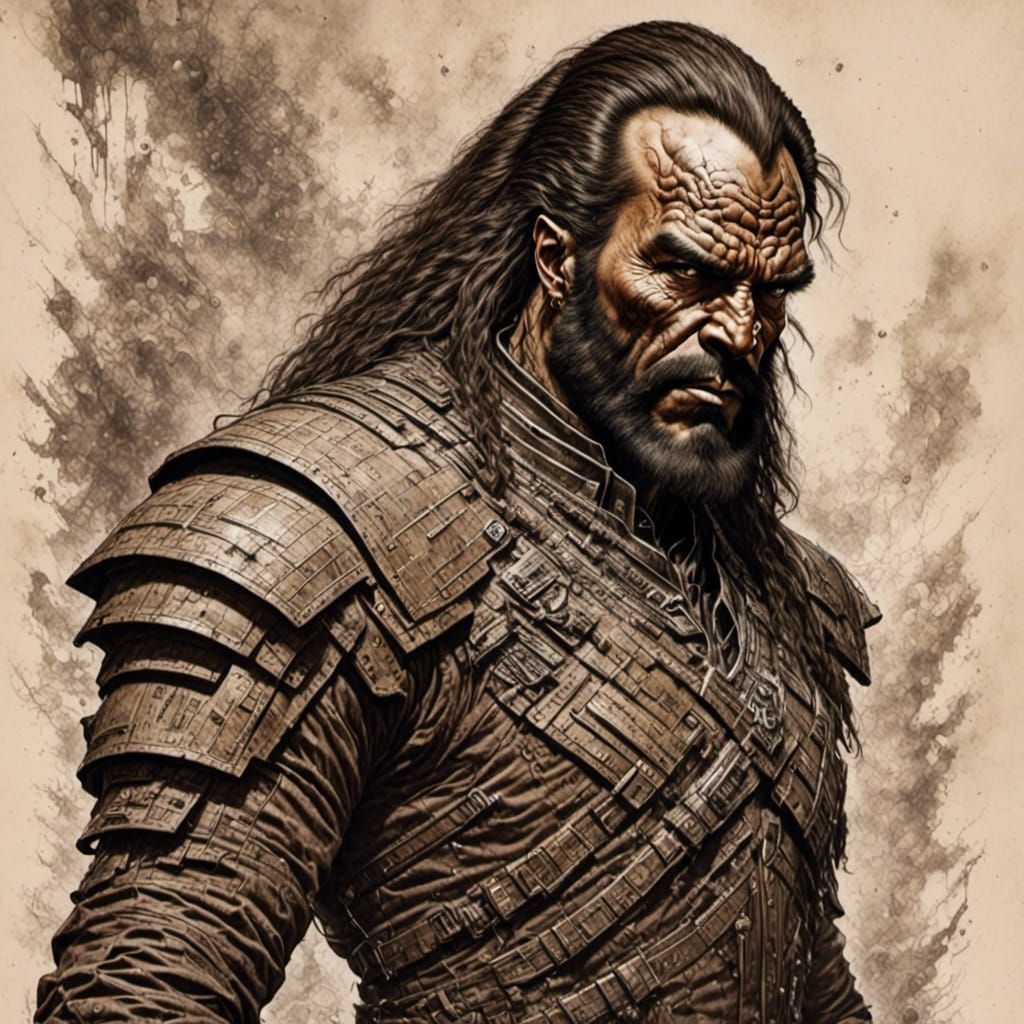 Klingon Warrior Woman with Bat'leth in Dark Fantasy Style