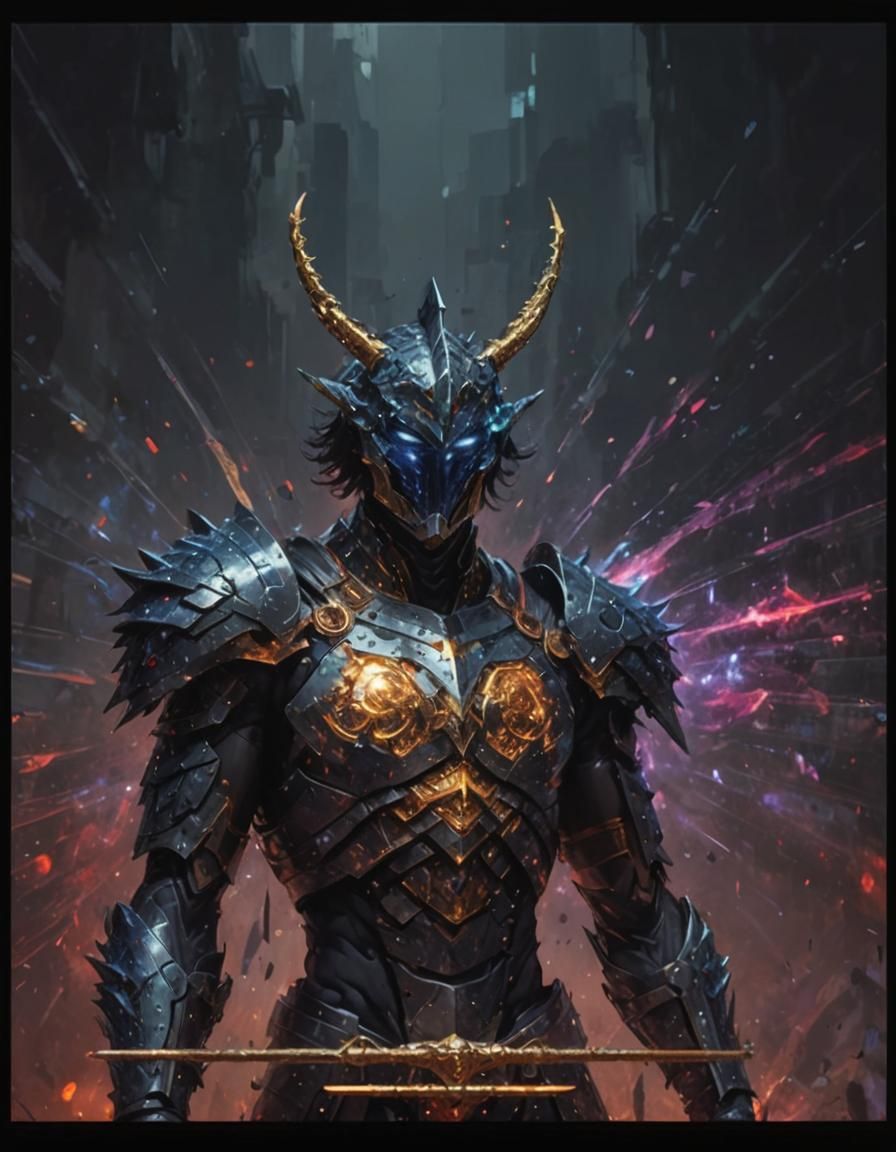 Pixelated Armor and Magic Scepter: Digital Masterpiece