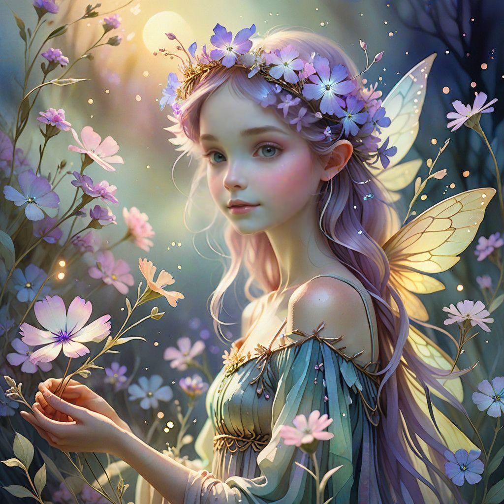 Whimsical Phlox Fairy with Delicate Wings