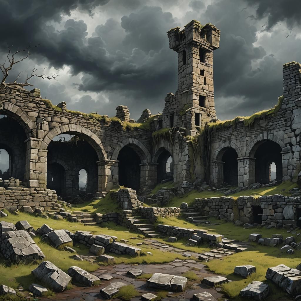 Eerie Landscape: Ruins of an Ancient Village