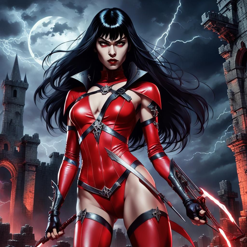 Vampirella Portrait in Dark Anime Style