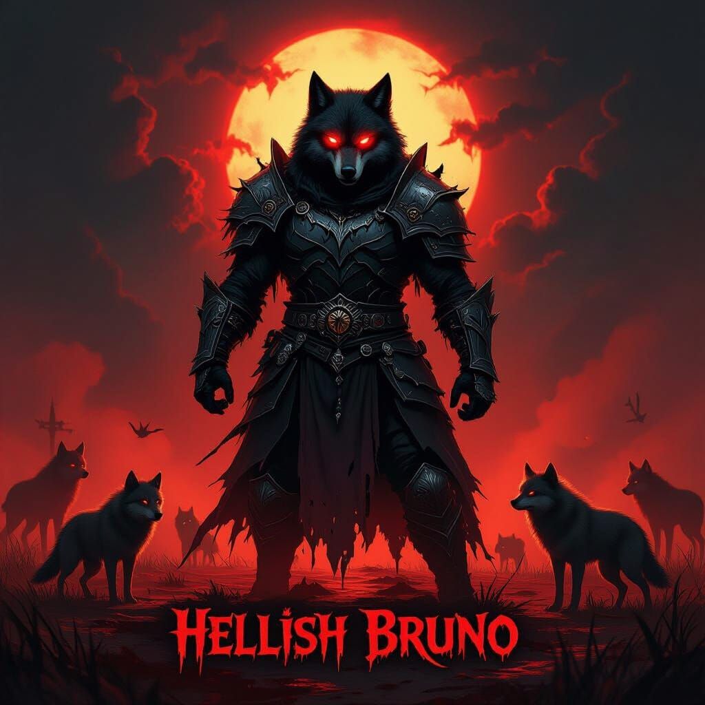 Hellish Bruno: Warrior Wolf Magician on Bloody Field